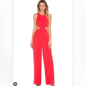BCBG Max Azria Emjay Red Berry cut out sides jumpsuit